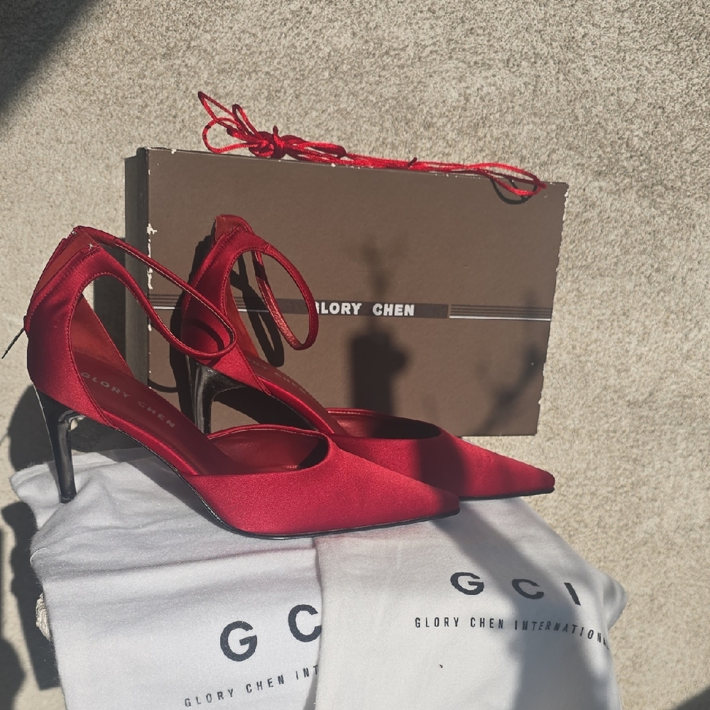 Red Satin Women's Heels